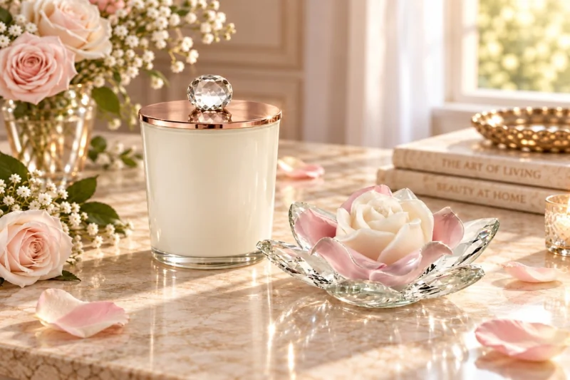Candele decorative e profumate in un’ambientazione elegante