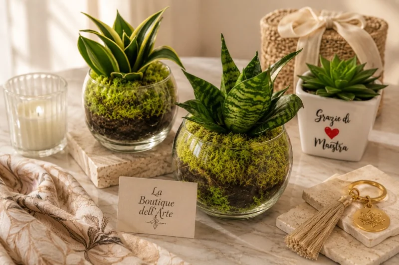 Piantine succulente e piante grasse in vasetti personalizzati con dediche e scritte regalo a Travedona-Monate
